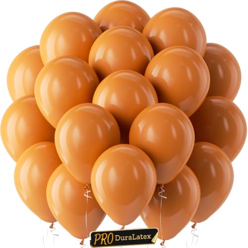 Image of Pro Duralatex Burnt Orange Extra-Thick Balloons 120 Pack 10 inch | Dusty Retro Terracotta Rust Autumn Boho Balloons for Wedding Graduation Birthday Fall Themed Party Decorations