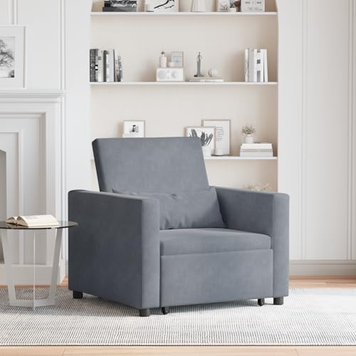 Massbinet 3-in-1 Schlafsofa Dunkelgrau Samt Relaxsessel Fernsehsessel Ruhesessel