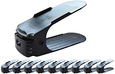 Adjustable Shoe Slots Organizer 10 Pieces/Set Black Space Saver Solution by Pure Products