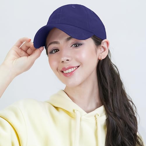 Image of Cotton Baseball Cap Dad Hat - Washed Low Profile Adjustable Hat for Men Women Casual Outdoor Running Golf