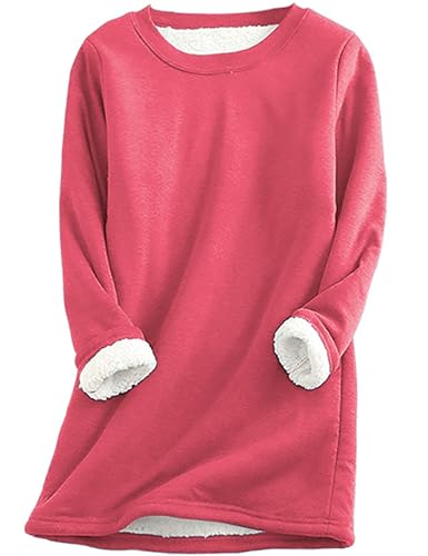 Yeokou Sherpa Lined Fleece Crewneck Sweatshirt