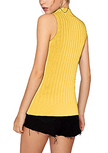 Nicetage 2025 Ribbed Sweater Tank Tops for Women Knit Mock Neck Top Sleeveless Shirts Summer Casual Basic Vest Tanks3