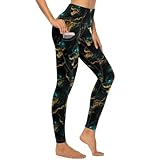 Leggings con estampado de cabeza de lobo para mujer, pantalones de yoga de cintura alta, leggings de entrenamiento con bolsillos, Multicolor, XL