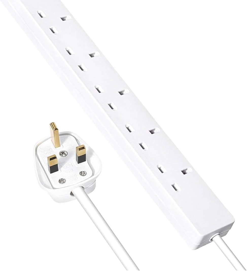 3M Extension Lead with different Way Socket, Heavy Duty Power Strip with Neon Indicator Light, Multi Socket Adapter for Home, Office, Living Room, Camping Essentials,3M Extension Cable. (5 sockets)