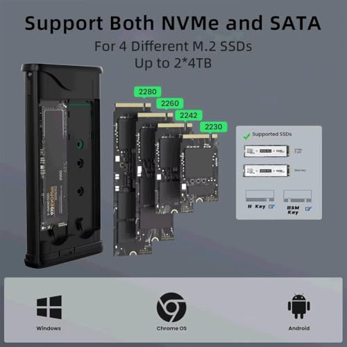 Carcasa SSD M.2 NVME Dual Protocol Dual Bay USB C miniatura 3