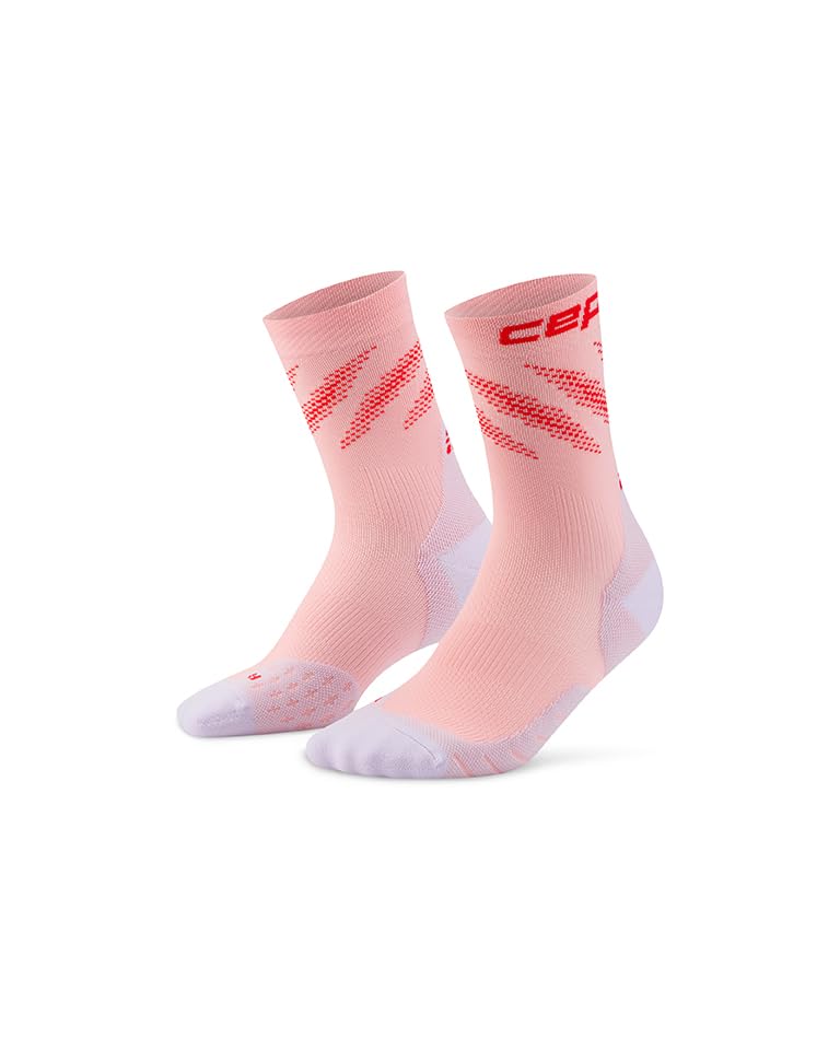 CEP RUN EDT ELLIPTIC MID CUT LAUFSOCKEN DAMEN Atmungsaktive Kompressionssocken Damen für Training & Lauf Leistungsstarke leichte Laufsocken - Pink/Red