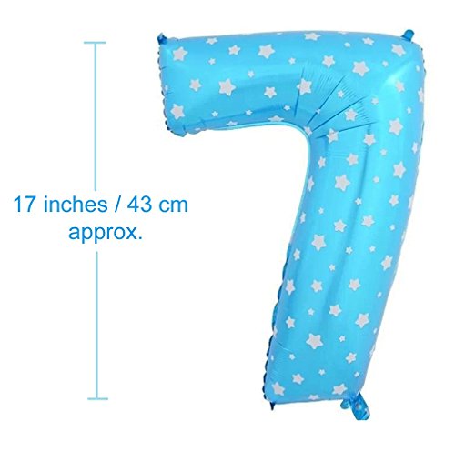 Image of AMFIN 17 inch 7 Number Foil Balloon, Birthday Decoration Items [Helium Supported] - Blue