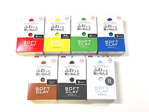 Daiso Soft Clay 7 colors (Red/Blue/Yellow/Green/Black/Brown/White) 560g