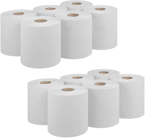 Bargain Factory 12 x Premium Quality 2-Ply White Centrefeed Paper Hand Towel Rolls, Pack of 12 Tissue Rolls