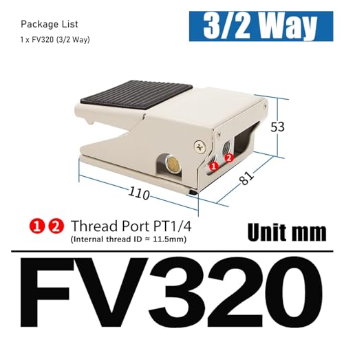 Válvula neumática pedal FV-320 control direccional interruptor de pie PT1/4 3