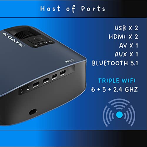 Image of E Gate Zen 7X | Official Google TV & Netflix Inside | 100% Dust Proof | Brightest 700 ISO | Native 1080p Projector 4K Ultra HD | Auto Keystone & Focus | ScreenFree | Dolby Audio-12W Speaker