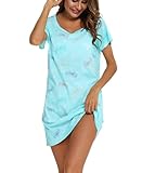 TISSU CONFORTABLE - La chemise de nuit femme coton courtes pour femmes est fabriquée en tricot de coton confortable (60% Coton, 40% Polyester). La chemises de nuit femme pour femme est faite d'un matériau doux, confortable, respirant, léger et doux pour la peau qui n'irrite pas la peau. idéal pour se prélasser et dormir