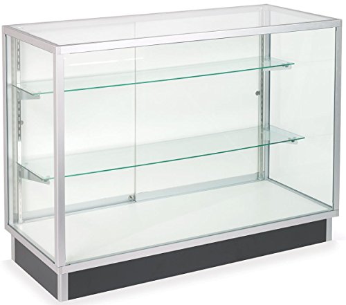 Free-Standing Glass Display Cabinet, Tempered Glass and Clear Coat Aluminum Frame, for Retail Use