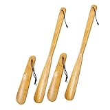 UPKOCH 4 Stück Teiliges Holz Schuhlöffel mit Kurzem und Langem Griff Ergonomische Anziehhilfe für Senioren und Schwangere Stabiler Komfortabler Schuhanzieher aus Robustem Vollholz