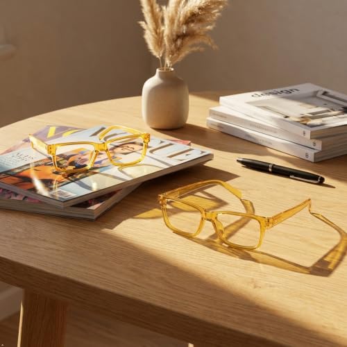 Image of Eyekepper Blue Light Reading Glasses Men Women 4.0, Yellow 2 Pack