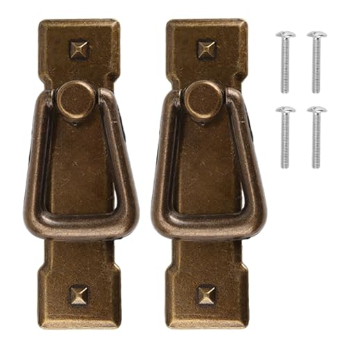 Image of 2 Pcs Vintage Drop Handles, Antique Drawer Vintage Handles, Antique Bronze Door Ring Pull, Kitchen Bin Cupboard Drop Pulls Handle, Fit for Cabinet Wardrobe Drawer, Zinc Alloy, 95*26mm, 45g per Handle