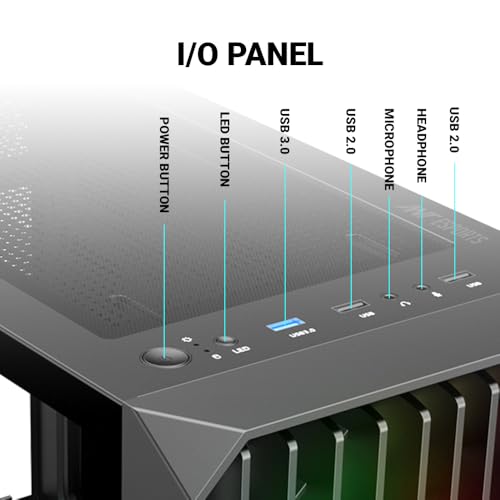 Image of Ant Esports 205 Mini 6F Mini-Tower Computer Case /Gaming Cabinet - Black | Support Micro-ATX, Mini-ITX | Pre-Installed 6 ARGB Fans
