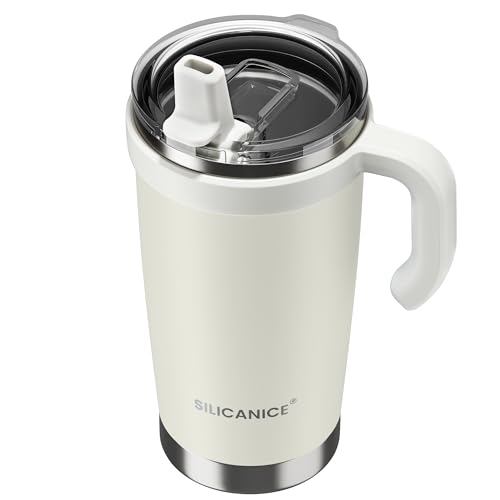 Image of For Iced Coffee & Smoothies - Never Drink from a Moldy Lid Again: 20oz Hygienic Tumbler, 100% Leakproof Lid & Removable Foldable Spout. Reinforced Base, Fits Cup Holders - Cream