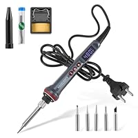 Lötkolben-Set mit LCD-Display 200 W 6-in-1-Löt-Set mit einstellbarer Temperatur von 180–480 °C und automatischem Schlafmodus, Lötpistole mit 6 Lötspitzen, Lötzinn, Ständer