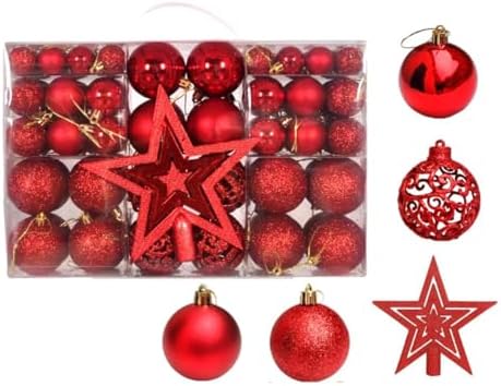 Kit C/100 Bolas de Natal Lisas/Foscas/Glitter - Vermelho Dourada ...