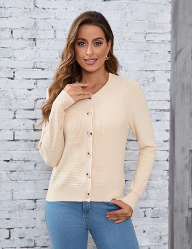 Womens Long Sleeve Cardigan Knit Shrugs for Dresses Crew Neck Button Down Bolero Cardigans Sweaters4