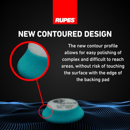 Image of RUPES 40mm Pack of 6 Light Blue D-A Intermediate Foam Polishing Pads | Ideal for Mild to Severe Paint Correction | Improves Finish Performance | Compatible with 1.5 inch Backing Plate