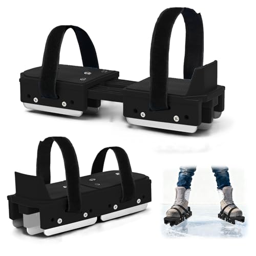 Tryly 1Pair Upgraded Toddler Ice Skates, Kids Adjustable 2-in-1 Double & Single Convertible Blade Skates with Hook and Loop Fastener Straps for Winter Toddler Training Shoes Beginner (Black)