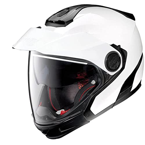 NolanN40-5GT Classic 005 N-Com Full Face Convertible Motorcycle Helmet - Metal White (Medium)