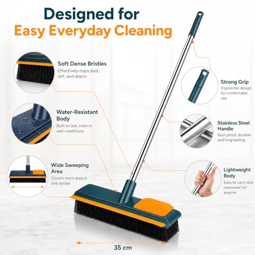 Image of 2-in-1 Bathroom Cleaning Brush with Wiper - Long Handle 180 Rotate Toilet Brush, Tiles Cleaning, Floor Scrub for Kitchen and Bathroom Accessories (Green 3 in 1)