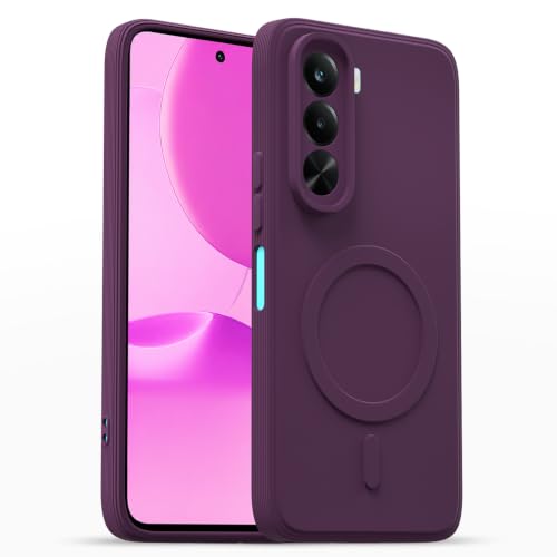 Image of Outlouders Back Cover for Realme P4x 5G Soft Matte Silicone Cover with Slim Fit | Mag-Safe Logo (Not Mag-Safe Compatible) | Shockproof | Camera Protection Bumper Case (Purple)