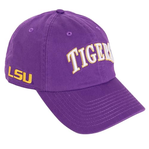 Desert Cactus LSU Louisiana State University Baseball Hat Tigers Geaux Brimmed Embroidered Hats Cap Adjustable Cloth Strap Adult (Style B1) Purple