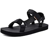 WateLves Womens-Sport-Sandals Hiking Sandals with-Arch-Support Webbing-Outdoor-Beach-Water-Sandals for Travel-Walking-Trekking-Camping(TB-Plain black,38)