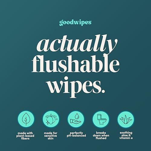 Image of goodwipes Flushable Wipes for Women - Shea-Coco Individually Wrapped Travel Butt Wipes To Go, Mini Purse & Festival Essentials for Adults, pH Balanced for Feminine Hygiene, 32 Count (1 Pack)
