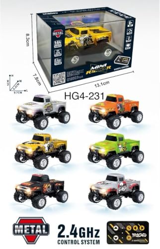 Image of Mini Die-Cast RC Car 1:64 Scale | High-Speed Desktop Remote Control Car with LED Headlights | 2.4GHz Mini Controller, 15m Range, Type-C Charging | Toy Car Model for Kids & Adults (HG4-231)