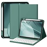 drivego Coque Clavier pour iPad A16 11/10 Ème Generation (11 Pouces 2025/10.9 Pouces 2022), Étui Keyboard à Touches Anti Arrachage avec Porte Crayon, AZERTY Layout pour iPad 10eme/11eme, Vert Sapin