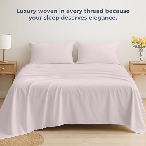 Image of Royale Linens 100% Organic Cotton Twin XL Flat Sheet Only - Super Soft - Percale Top Sheets - Twin XL Flat Sheet Sold Separately - Breathable, Cool & Crisp Sheets Only (66 inch x 102 inch, Lavender)