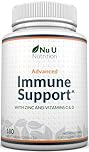 Immune Support - Vitamin C 1200mg and Zinc 40mg & Vitamin D3 1000IU - 180 Vegetarian Capsules - 3 Month Supply - Made in The UK - Nu U Nutrition