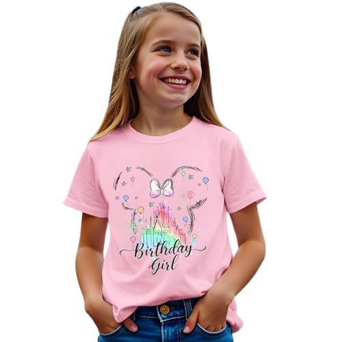 CM C&M WODRO Birthday Girl Castle Shirt for Baby Girls Magical Kingdom Birthday T-Shirt Kid Short Sleeve Summer Gift Tee Tops(Pink 1-2 Years)