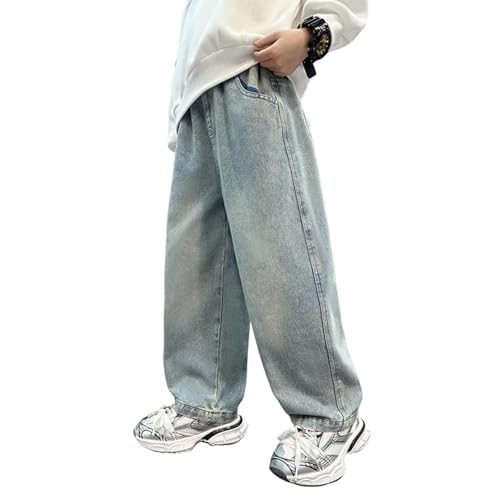 Boys Baggy Jeans for Kids Teens,Loose Fit Elastic Waist Cargo Pants,Y2K Denim with Pockets,Straight Wide Leg Jeans