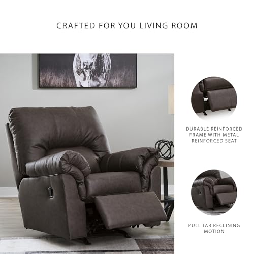 Image of Signature Design by Ashley Rocker Recliner Chair, Dark Brown Faux Leather