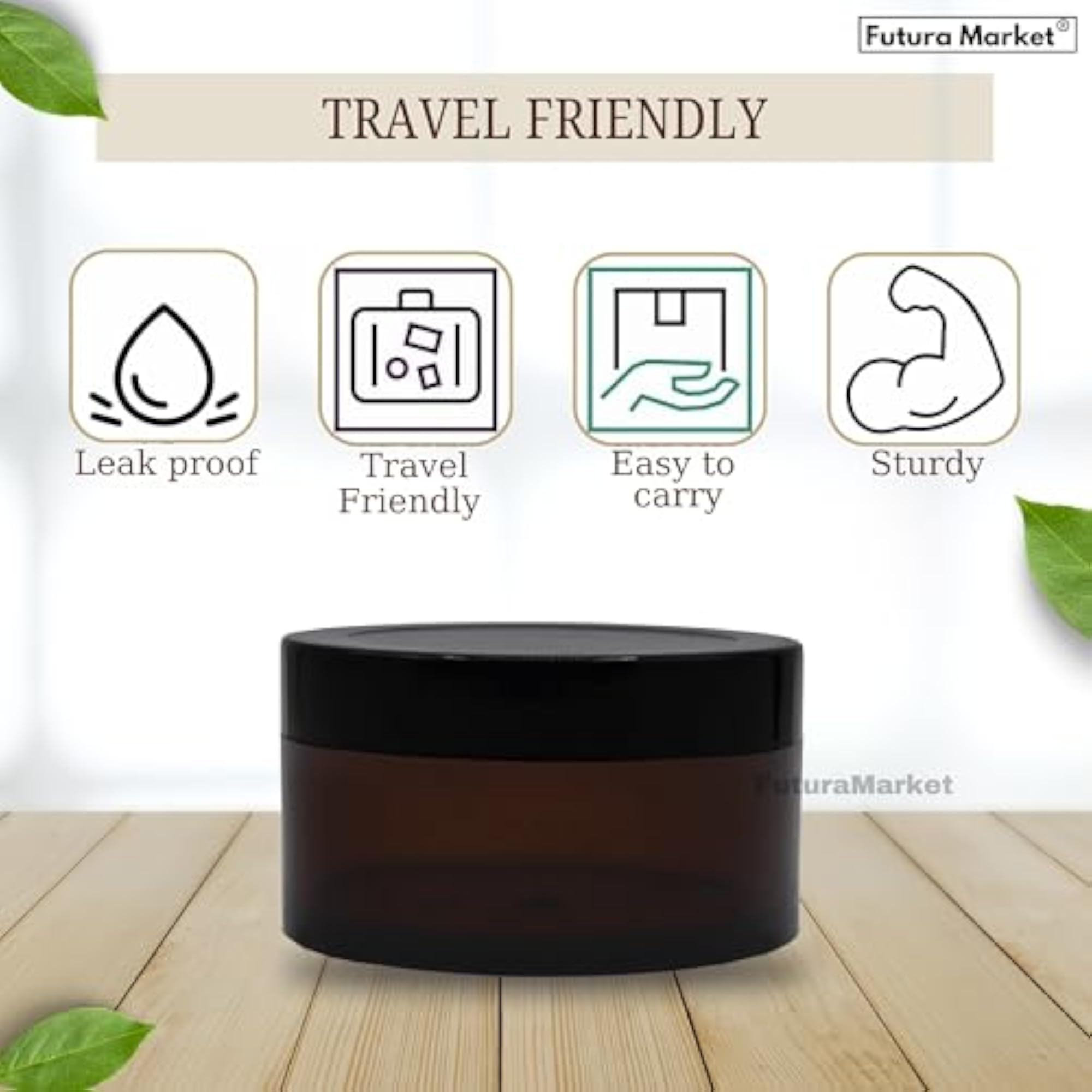 Acrylic Amber Jar with Black Lid, Multi-Purpose