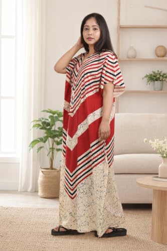 Image of Pure Cotton Indonesian Kaftan Nighty Full Length | Breathable material