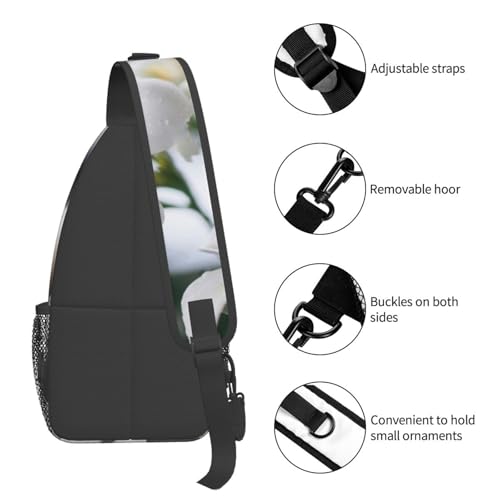 BYwenhopnbs Sac bandoulière homme, petit sac à dos de voyage avec de magnifiques fleurs de frangipanier blanc. – vue 6