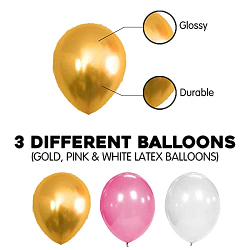 Image of Party Propz Metallic Balloons - Large 51 Pcs, Golden, Pink And White Balloons For Decor | Birthday Decoration Items For Girls, Boys | Metallic Balloons For Decoration | Balloons For Birthday