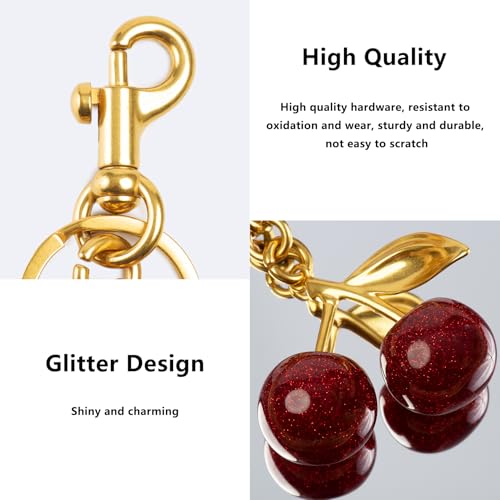 2PC Cherry Keychain Bag Purse Handbag Charms Initial Letter Keychain for Women Girl Cute Key Chain Bling Sparkly2