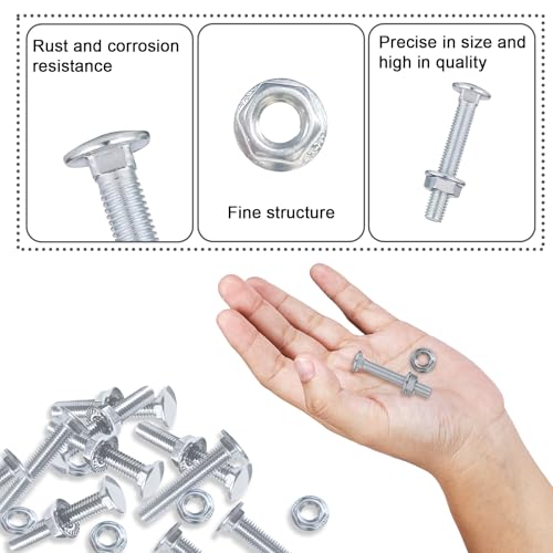 ALLY-MAGIC Schlossschrauben M6, Schloßschrauben, 10 Stück Flachrundkopfschrauben mit Flanschmuttern, Schlossschrauben für Bauwesen Industriemaschinen Heimdekoration E21-FJYTLS ﻿