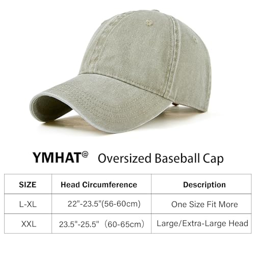 Image of Oversized XL XXL 100% Cotton Basebal Cap Large Dad Washed Sport Cap Unconstructed Low Profilel Hat for Big Head(23.5 inch-25.5 inch)