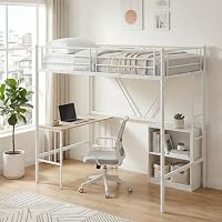 Amazon｜ロフトベッド シングル 収納付き デスク付き 北欧風 スチール