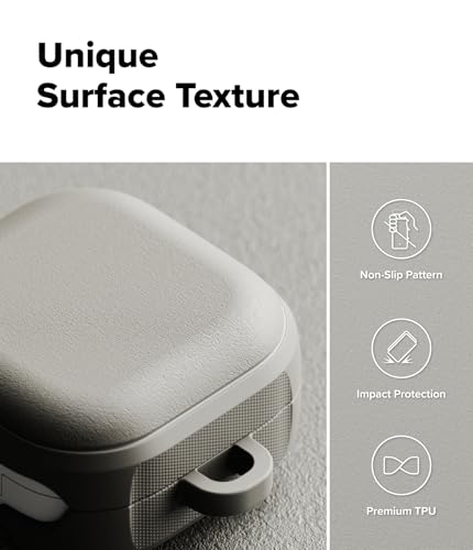 Image of Ringke Onyx Magnetic for Samsung Galaxy Buds 4 Pro / 4 Case with Carabiner [Compatible with MagSafe] Non-Slip Anti-Fingerprint Texture, Shockproof Protective Cover - Warm Gray