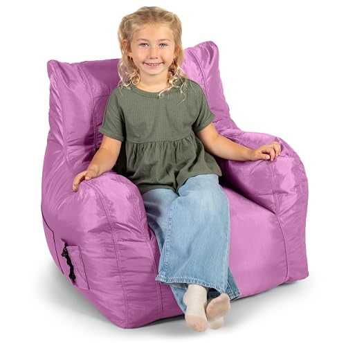 Big Joe Dorm Bean Bag Chair with Drink Holder and Pocket, Radiant Orchid Smartmax, Durable Polyester Nylon Blend, 3 feet